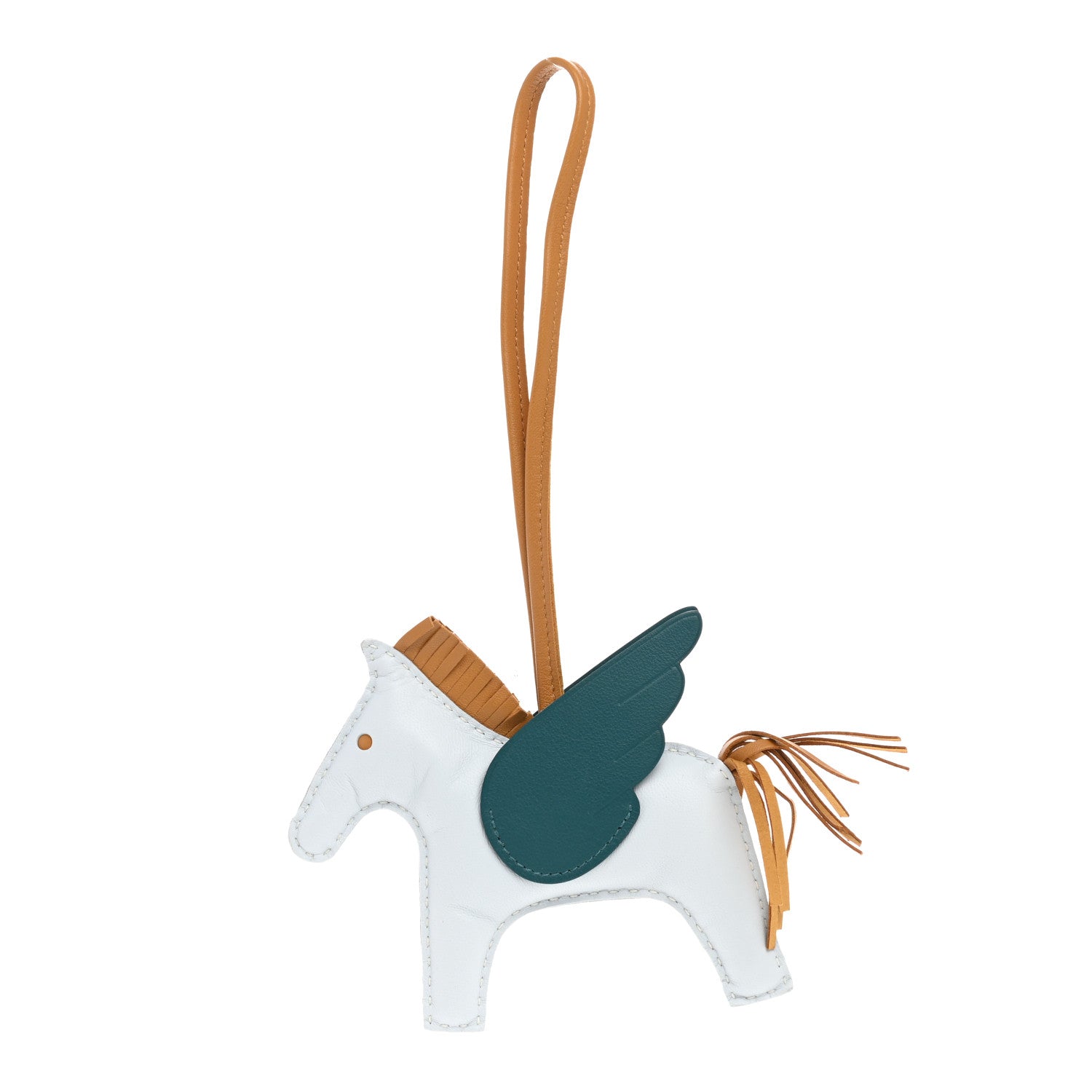 Hermes Milo Lambskin Grigri Rodeo Pegase Horse Bag Charm MM Bleu Brume Sesame Vert Bosphore 1 of 6