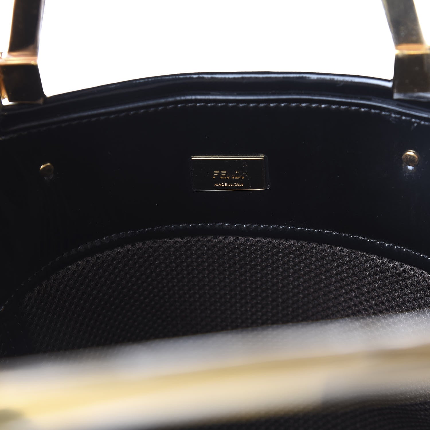 Fendi Patent FF 1974 Embossed Medium Shopping Flap Bag Black 6 of 9