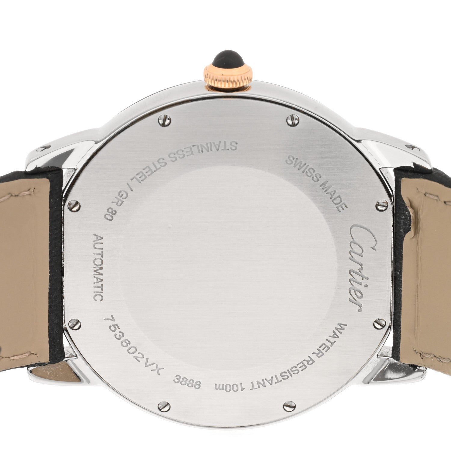 Cartier Stainless Steel 18K Pink Gold Calfskin 42mm Ronde Croisiere De Cartier Automatic Watch Grey 4 of 4