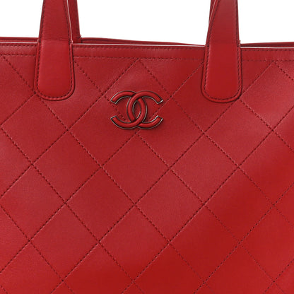 Chanel Bullskin Stitched Medium Shopping Bag Red 8 of 10