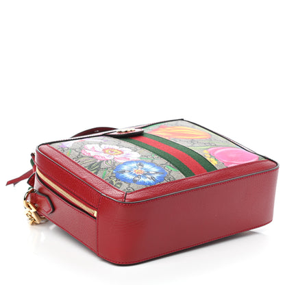 Gucci GG Supreme Monogram Flora Web Small Ophidia Top Handle Shoulder Bag Hibiscus Red 4 of 9