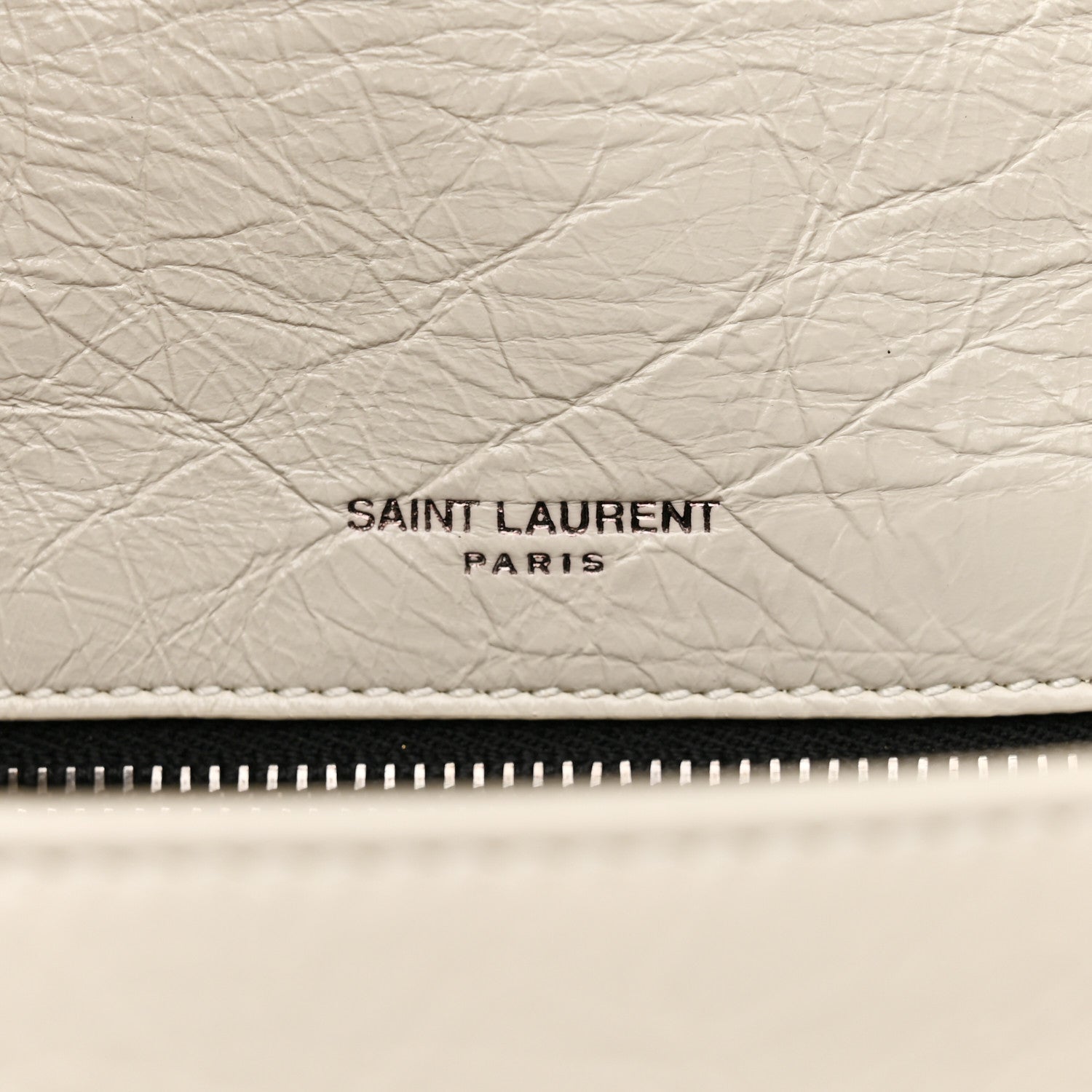 Saint Laurent Crinkled Calfskin Matelasse Monogram Medium Niki Chain Satchel Blanc Vintage 8 of 12