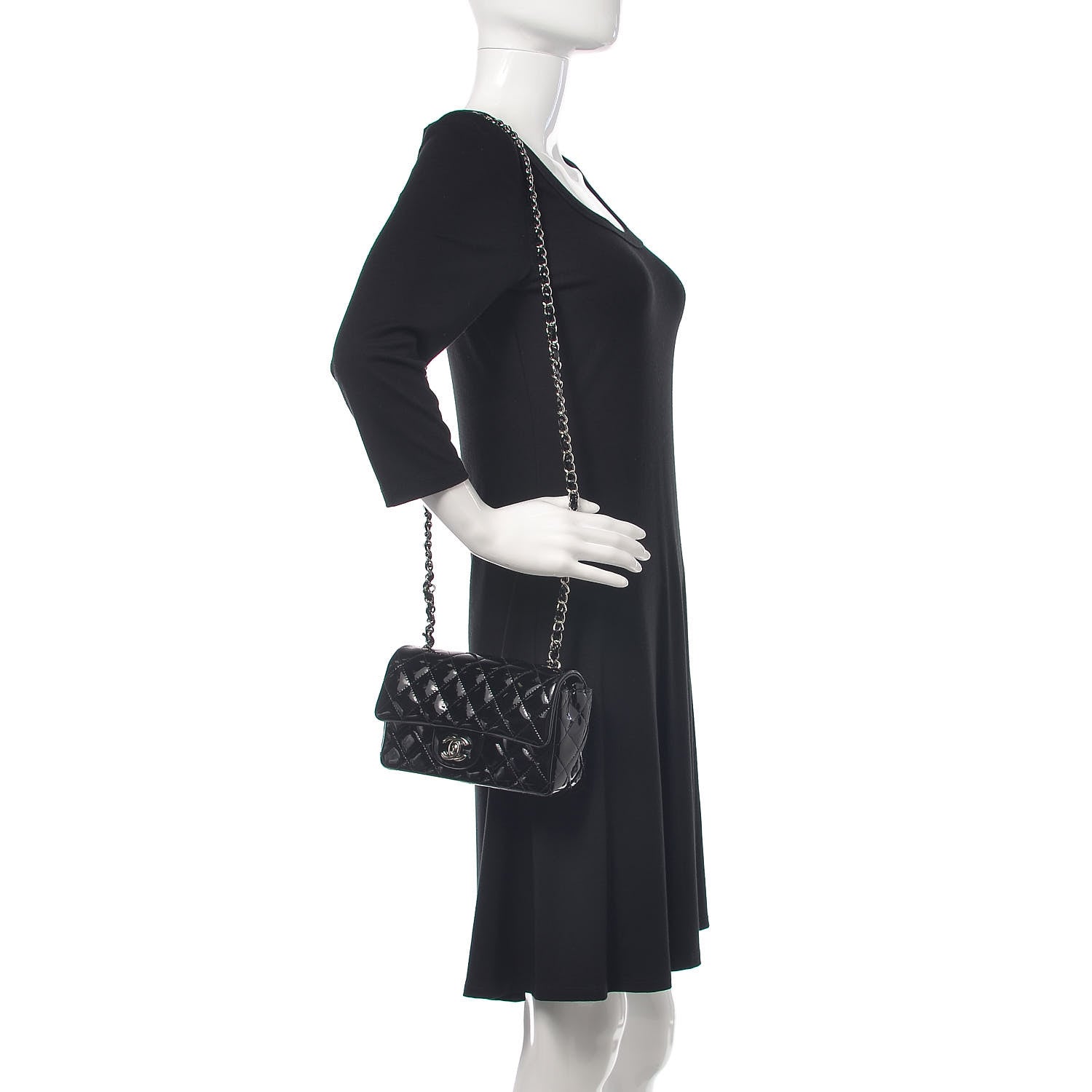 Chanel Patent Calfskin Quilted Mini Rectangular Flap Black 2 of 11