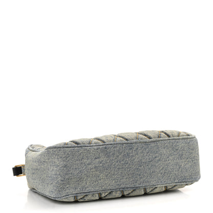 Saint Laurent Denim Matelasse Quilted Summer Embroidered Classic Monogram Camera Bag Blue 4 of 14