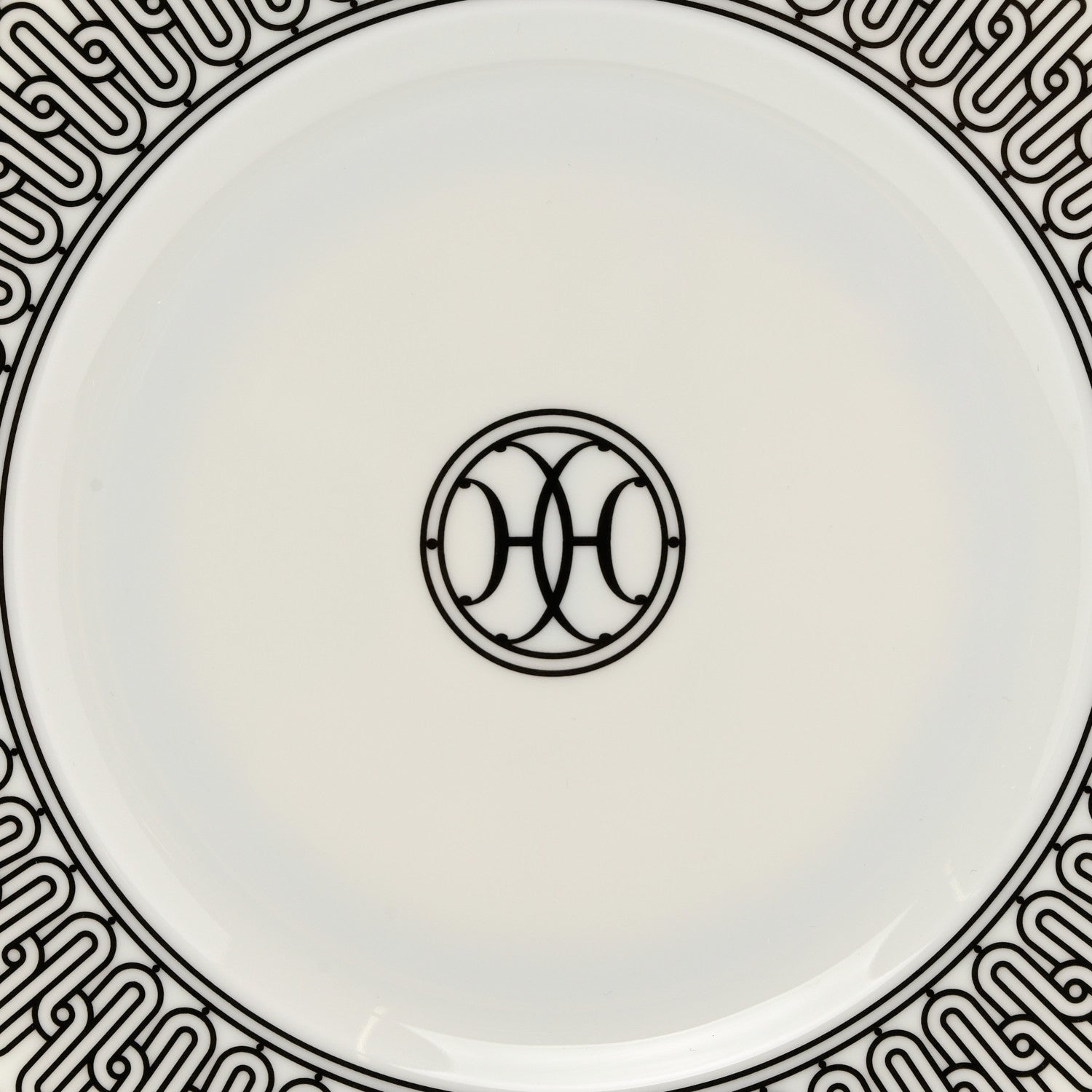 Hermes Porcelain H Deco Dessert Plates Set of 2 Black White 2 of 8