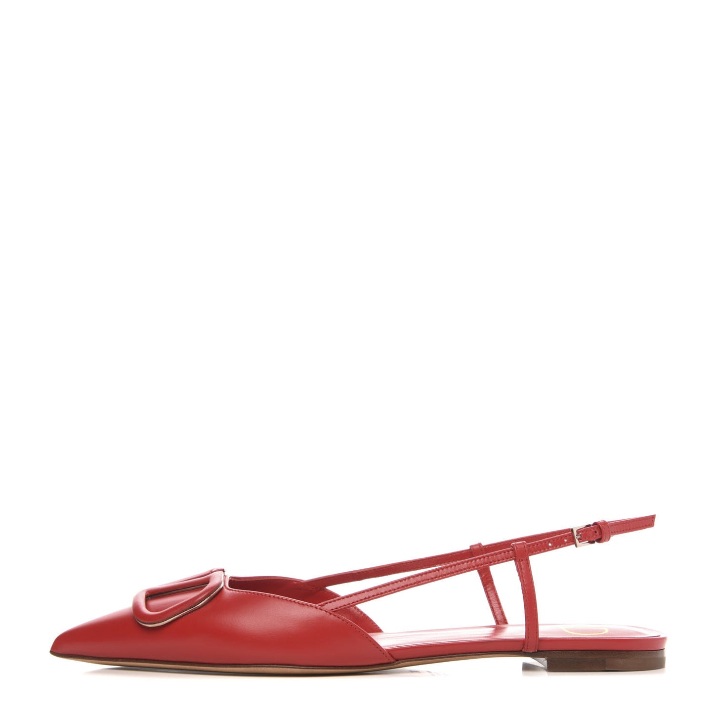 Nappa Vlogo Slingback Flats 38 Rouge Pur