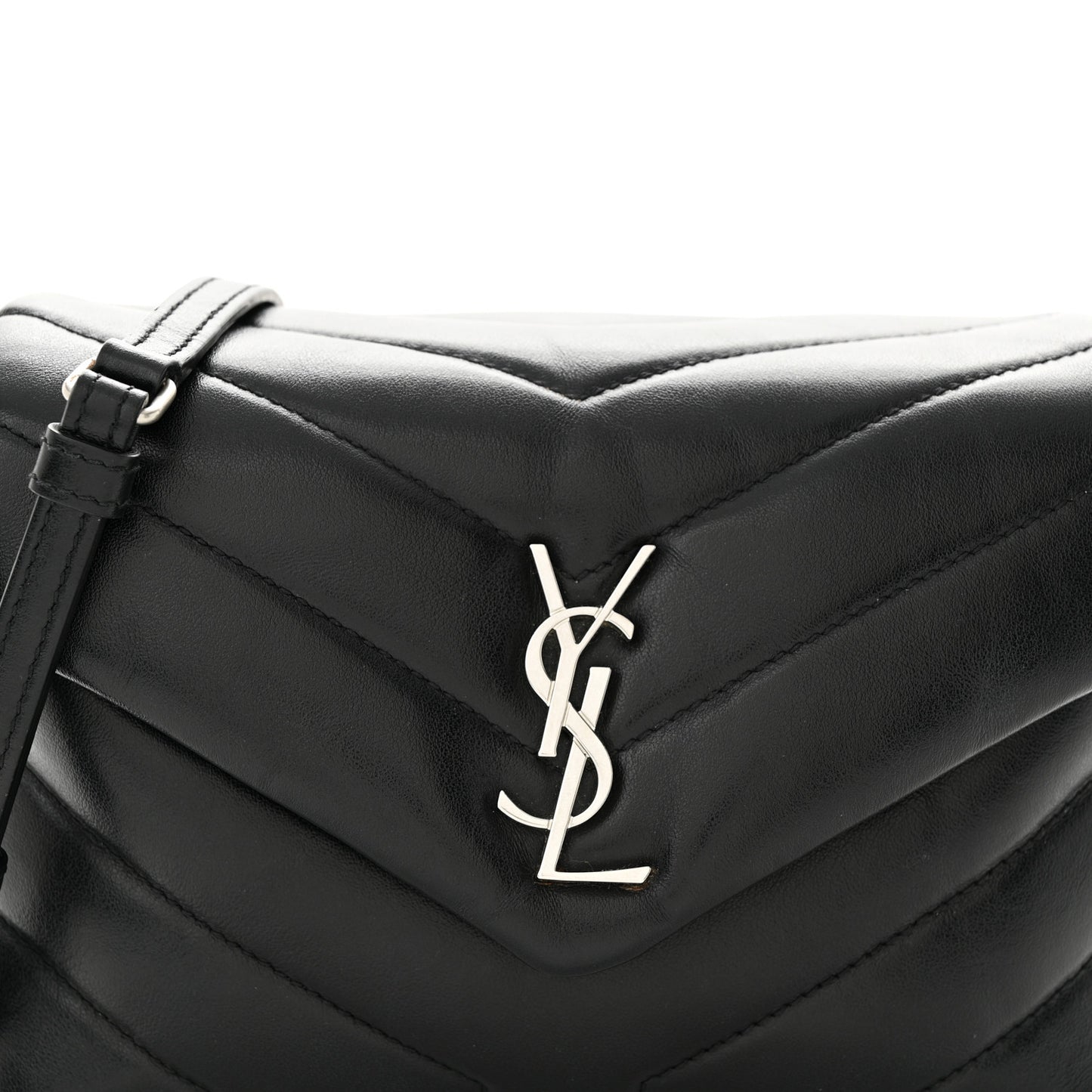 Calfskin Y Quilted Monogram Toy Loulou Crossbody Bag Black