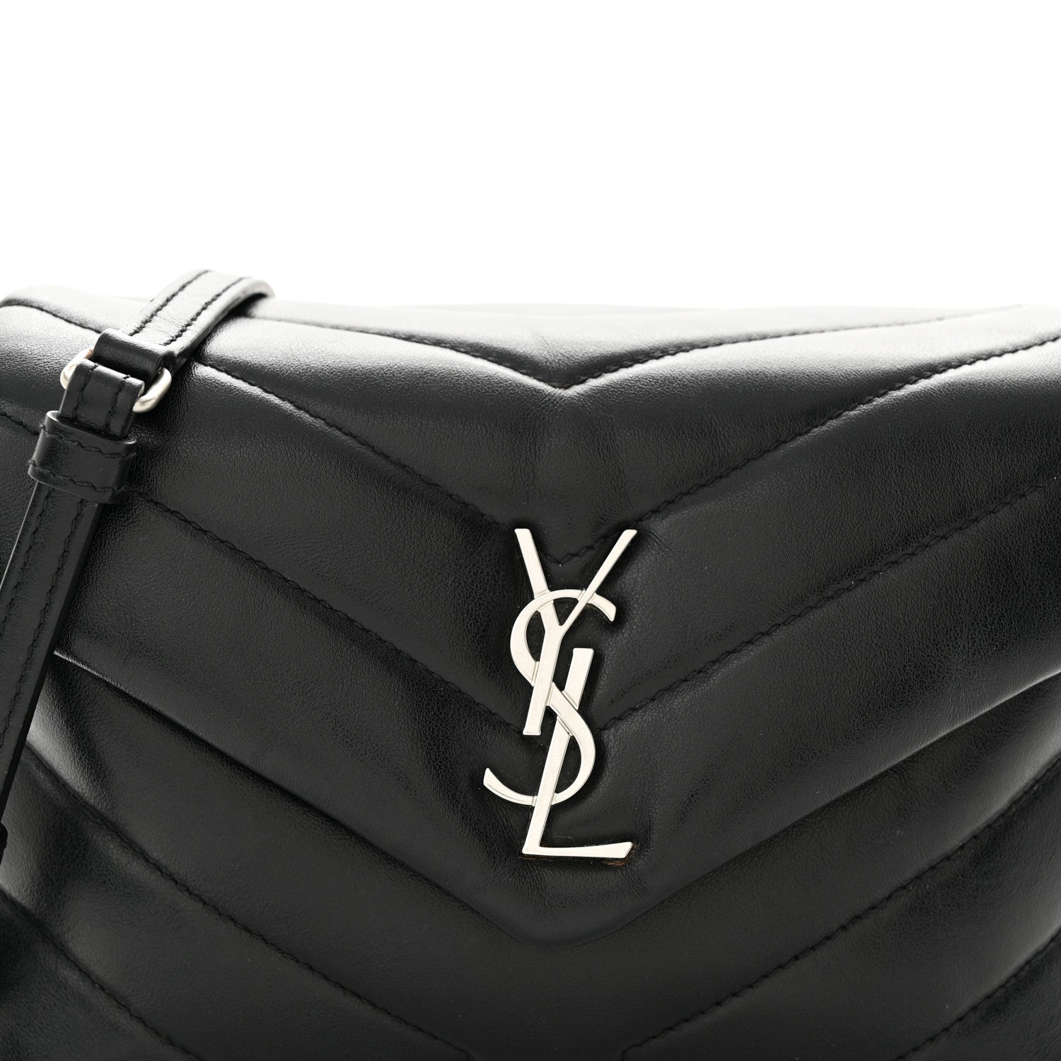 Saint Laurent Calfskin Y Quilted Monogram Toy Loulou Crossbody Bag Black 8 of 10