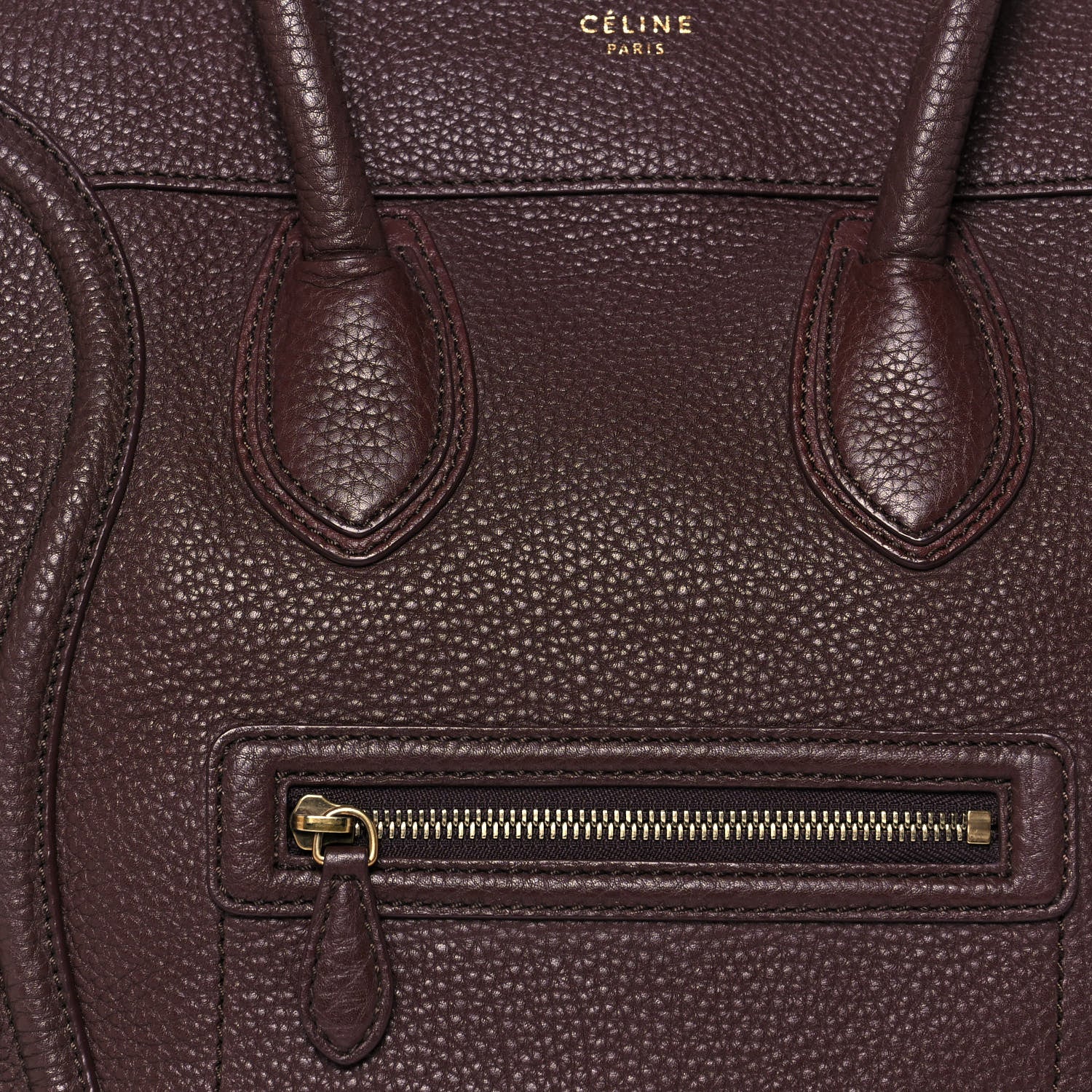 Celine Pebbled Calfskin Mini Luggage Chocolate 7 of 13