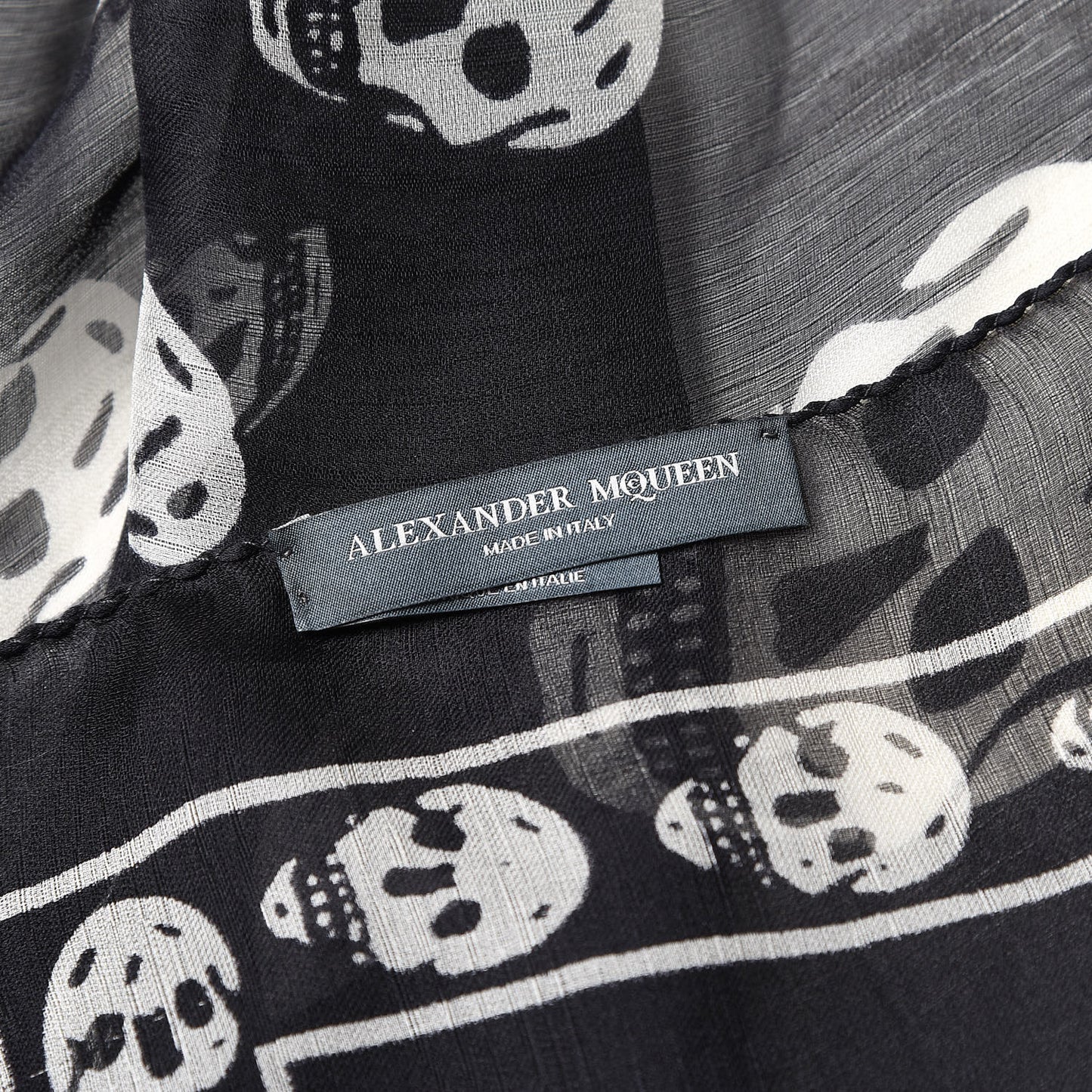 Silk Chiffon Skull Scarf Black