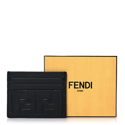 Fendi Vitello Grace FF 1974 Embossed Card Holder Black 10 of 10
