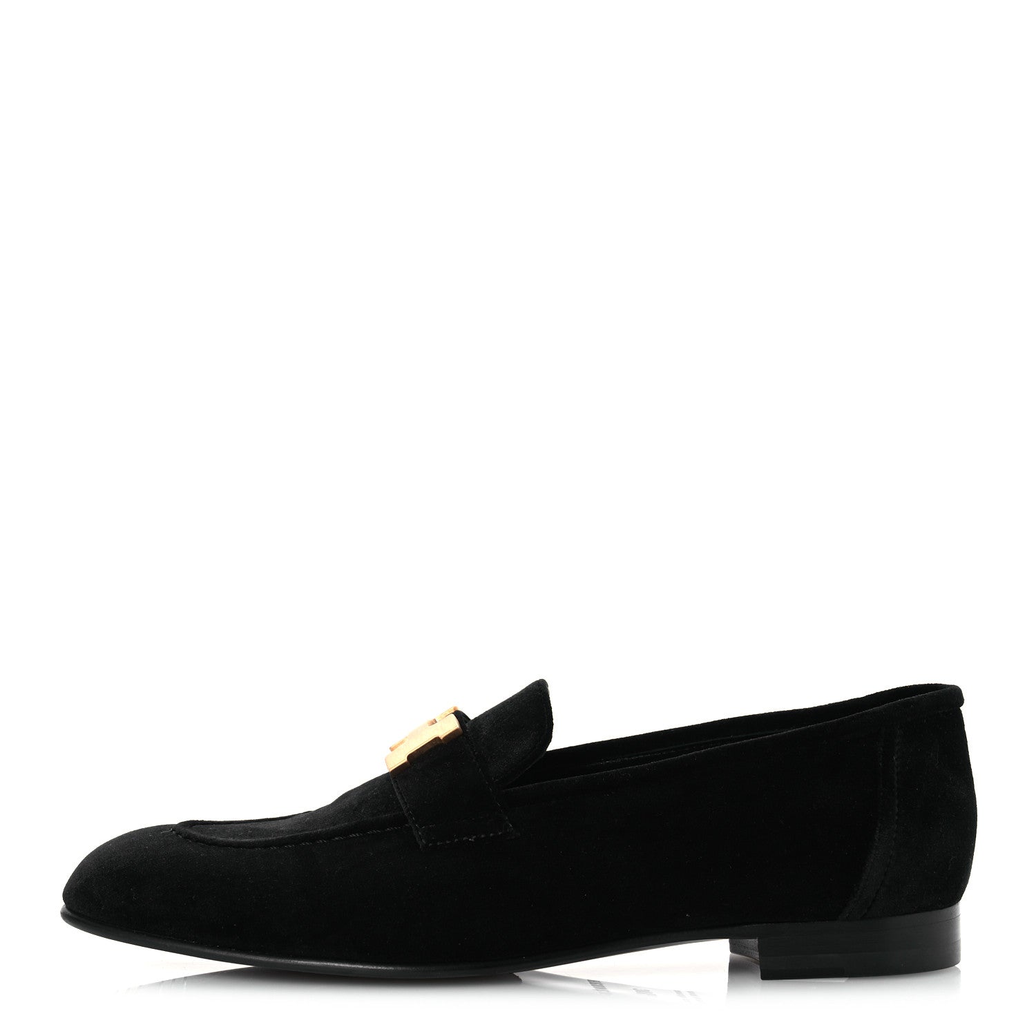 Hermes Velvet Womens Paris Loafers 38.5 Black 1 of 12