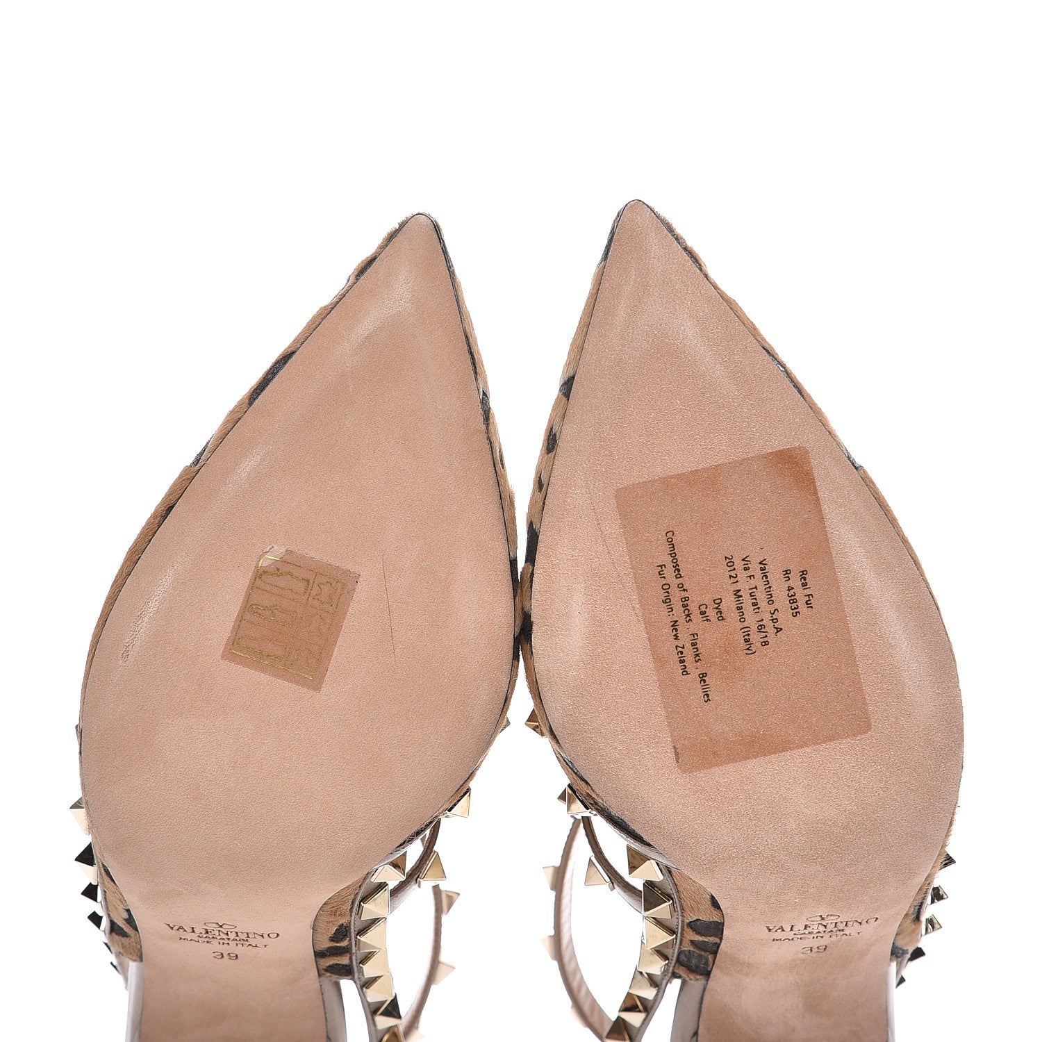 Valentino Garavani Calf Hair Leopard Print Rockstud Ankle Strap 100mm Pumps 39 Fucile Al Campion 9 of 9