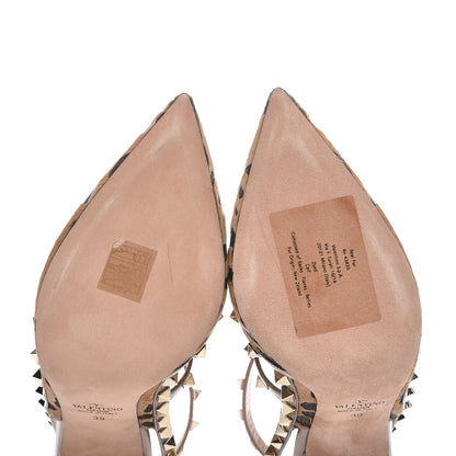 Valentino Garavani Calf Hair Leopard Print Rockstud Ankle Strap 100mm Pumps 39 Fucile Al Campion 9 of 9