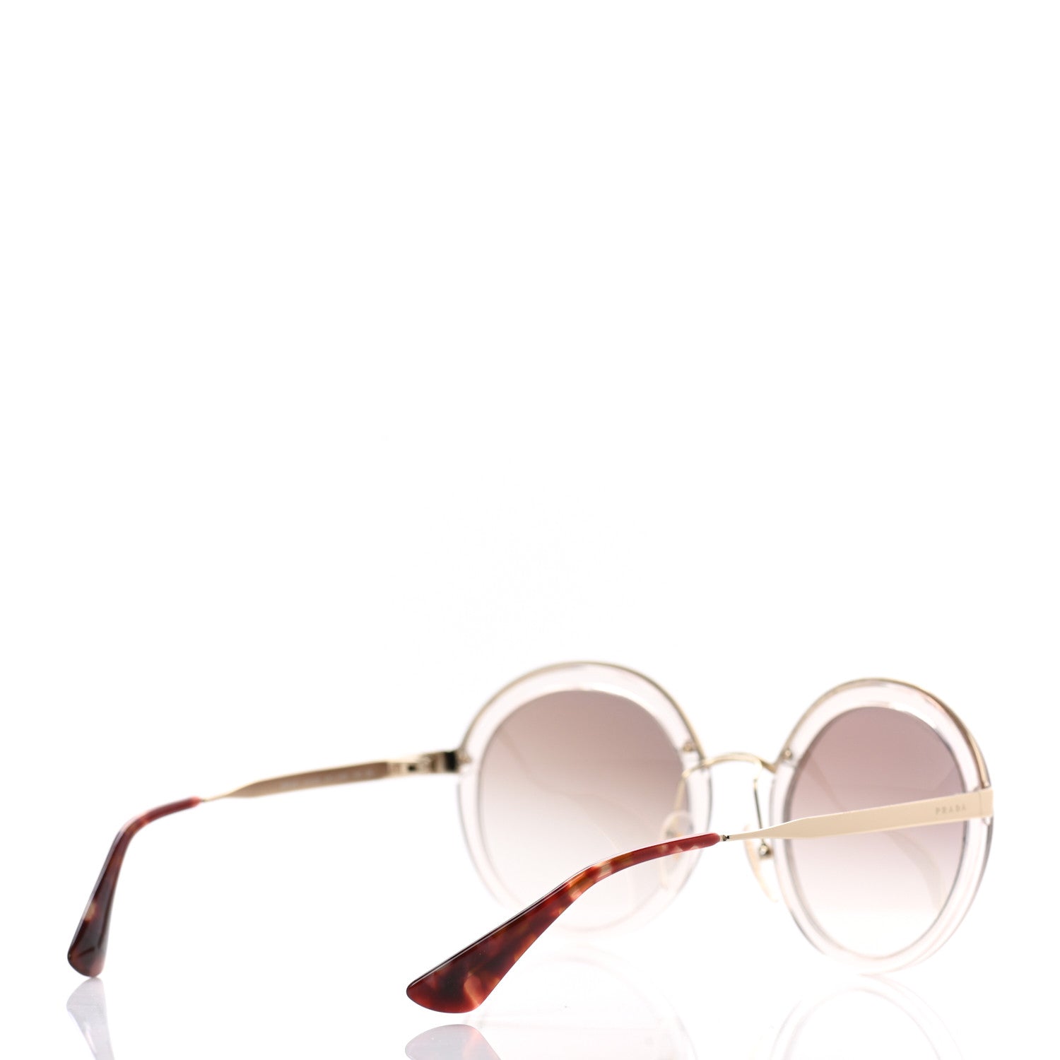 Prada Round Sunglasses SPR 50T Brown Havana 4 of 9