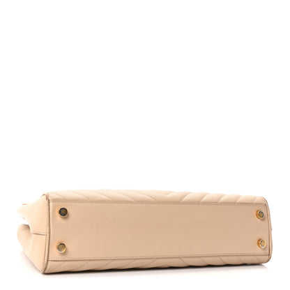 Saint Laurent Grain De Poudre Matelasse Chevron Monogram Shopping Bag Nude Powder 3 of 9