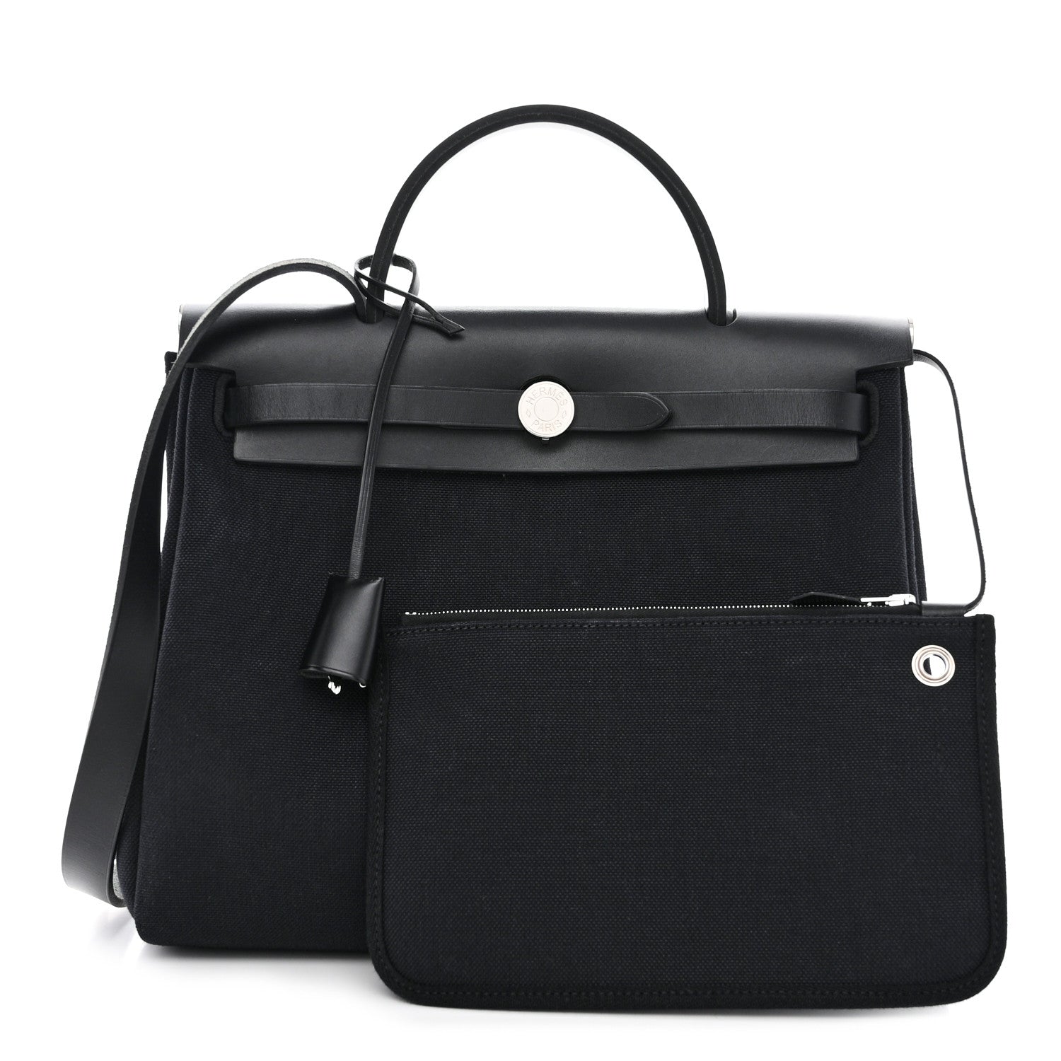 Hermes Military Toile Vache Hunter Herbag Zip Retourne 31 PM Black 3 of 13