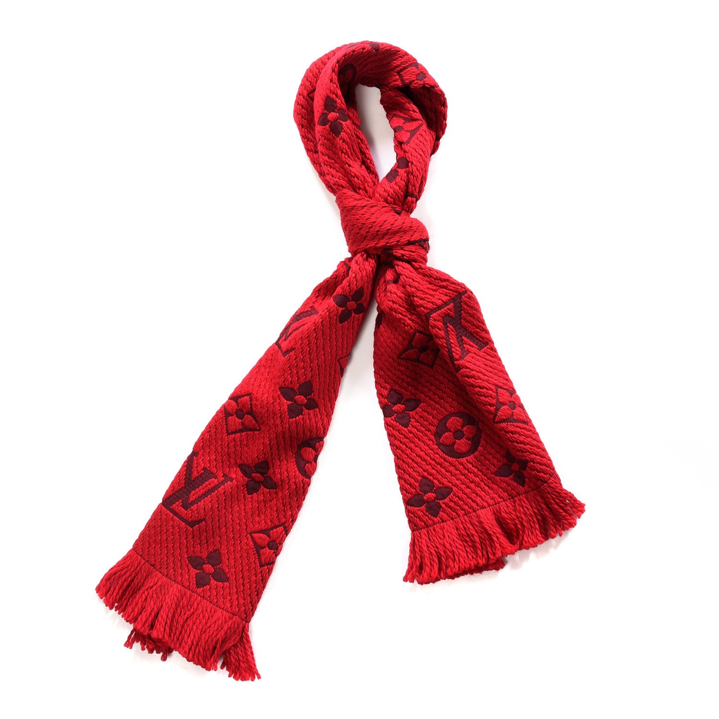 Wool Silk Logomania Scarf Rubis