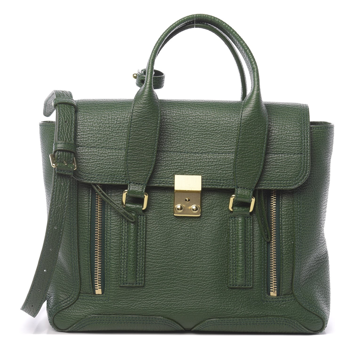 3.1 Phillip Lim 3.1 Textured Calfskin Medium Pashli Satchel Jade 1 of 10