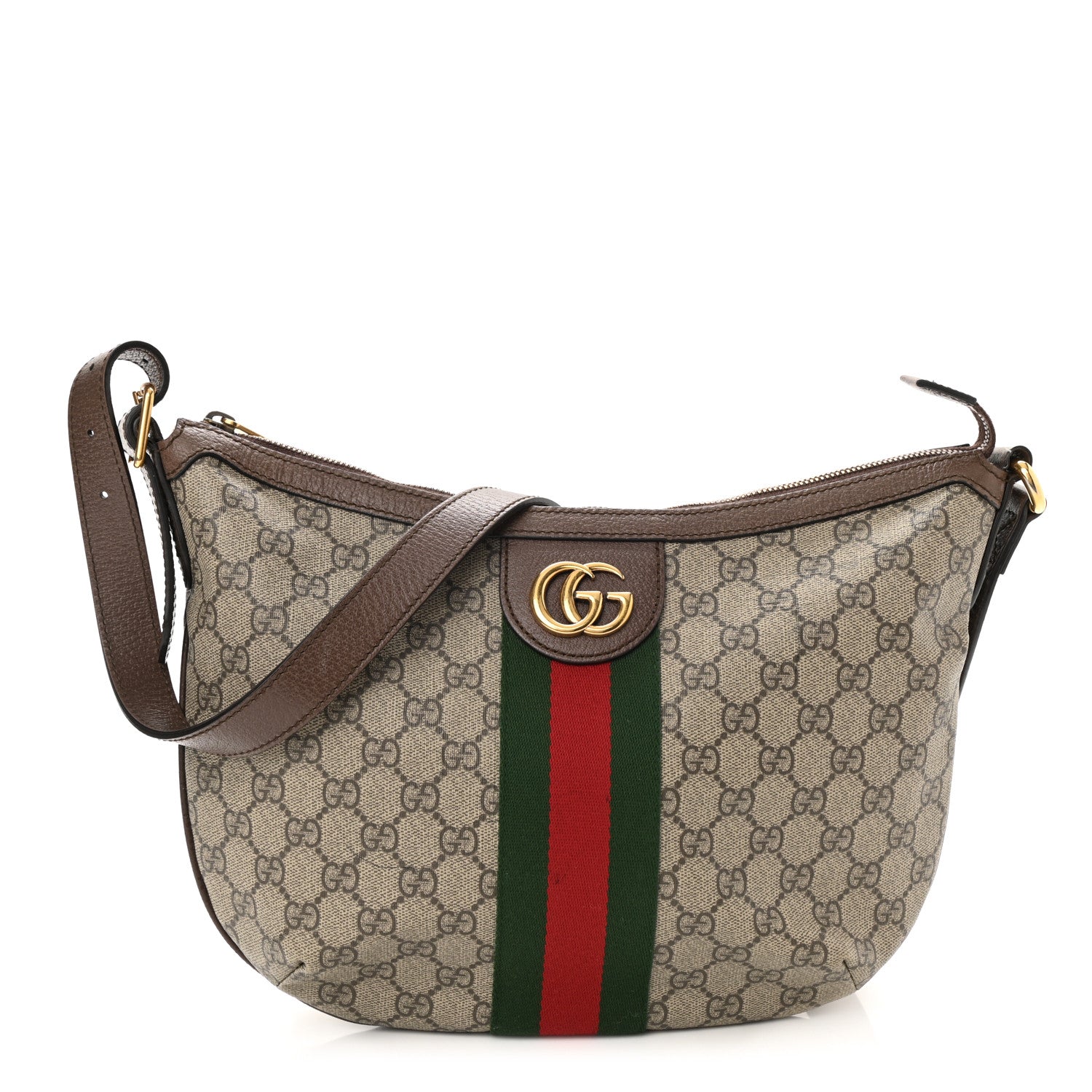 Gucci GG Supreme Monogram Web Small Ophidia Half Moon Hobo Brown 1 of 8