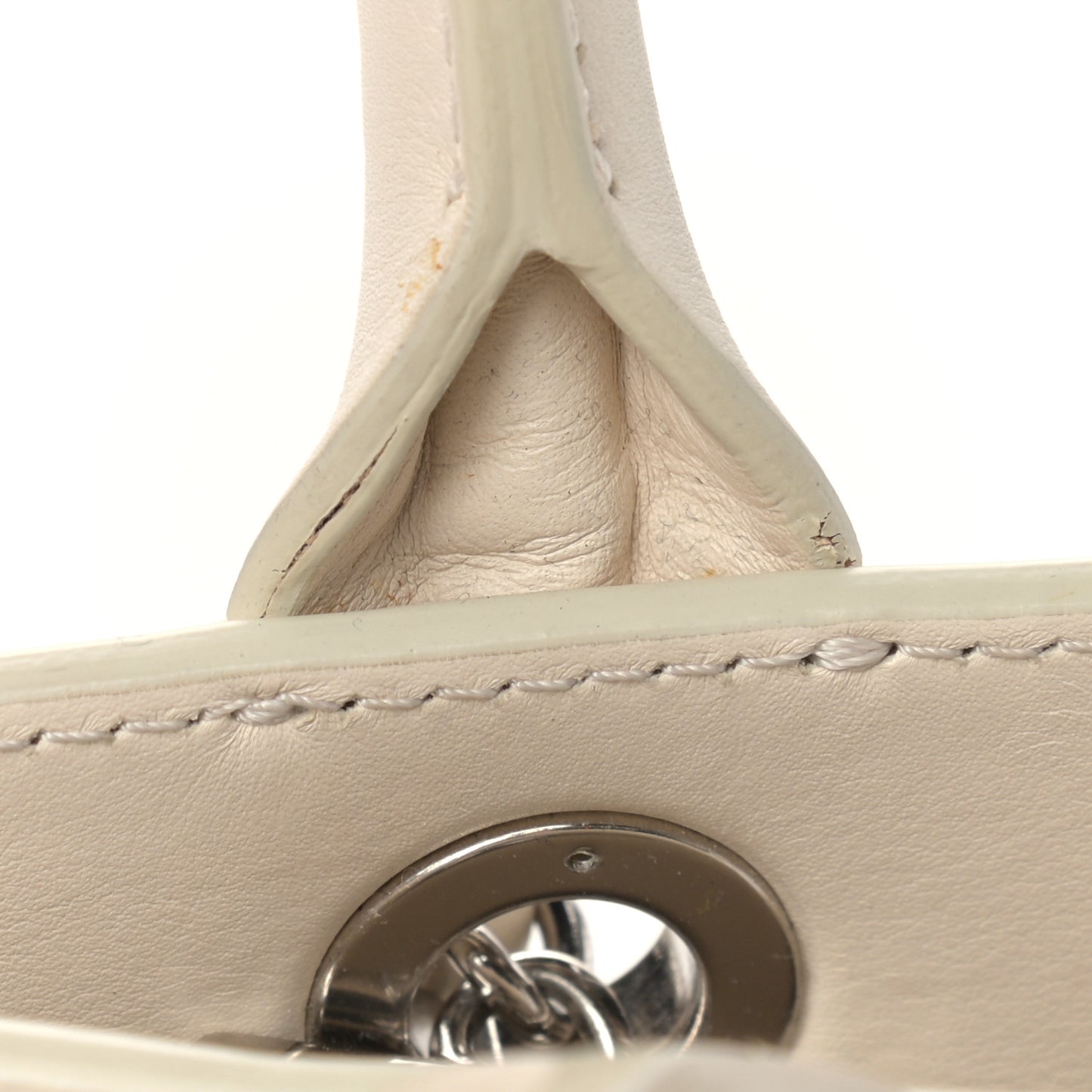 Aged Calfskin Quilted Be CC Tote Dark White