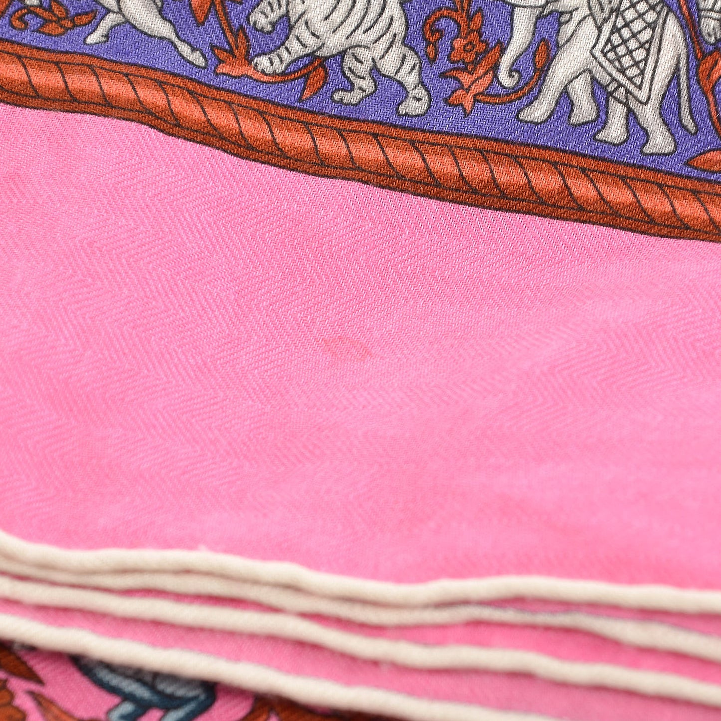Cashmere Silk Chasse En Inde Shawl 140 Rose Bonbon Lavende Gris