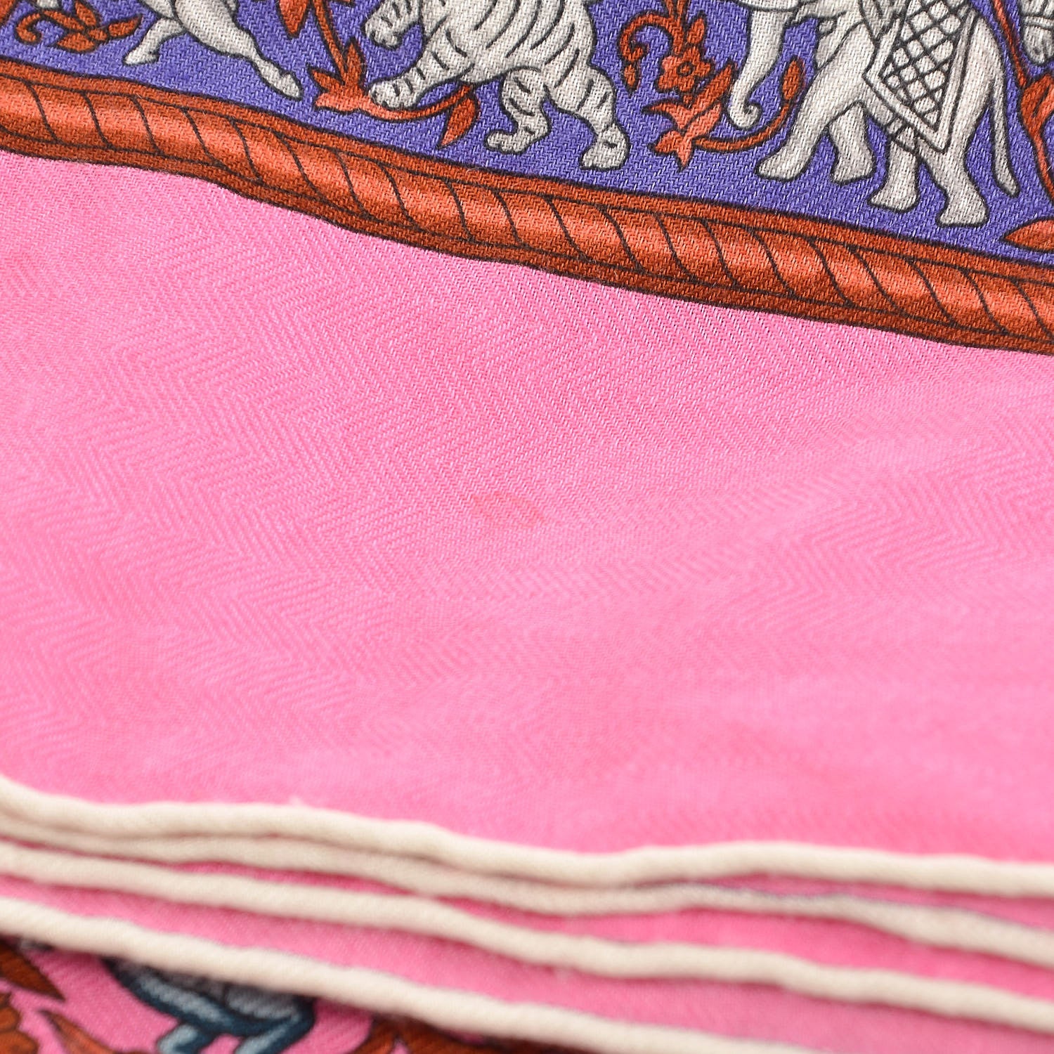 Hermes Cashmere Silk Chasse En Inde Shawl 140 Rose Bonbon Lavende Gris 5 of 6