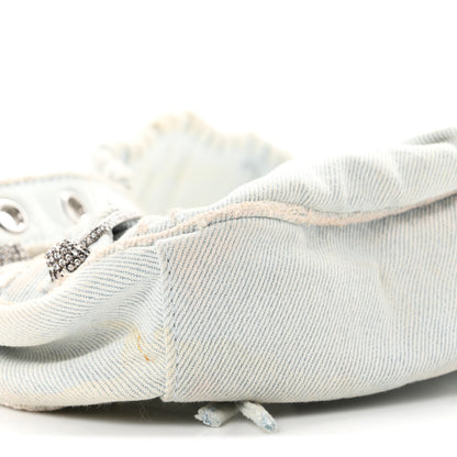 Balenciaga Washed Frayed Denim Crystal XS Le Cagole Shoulder Bag Pale Blue 9 of 11