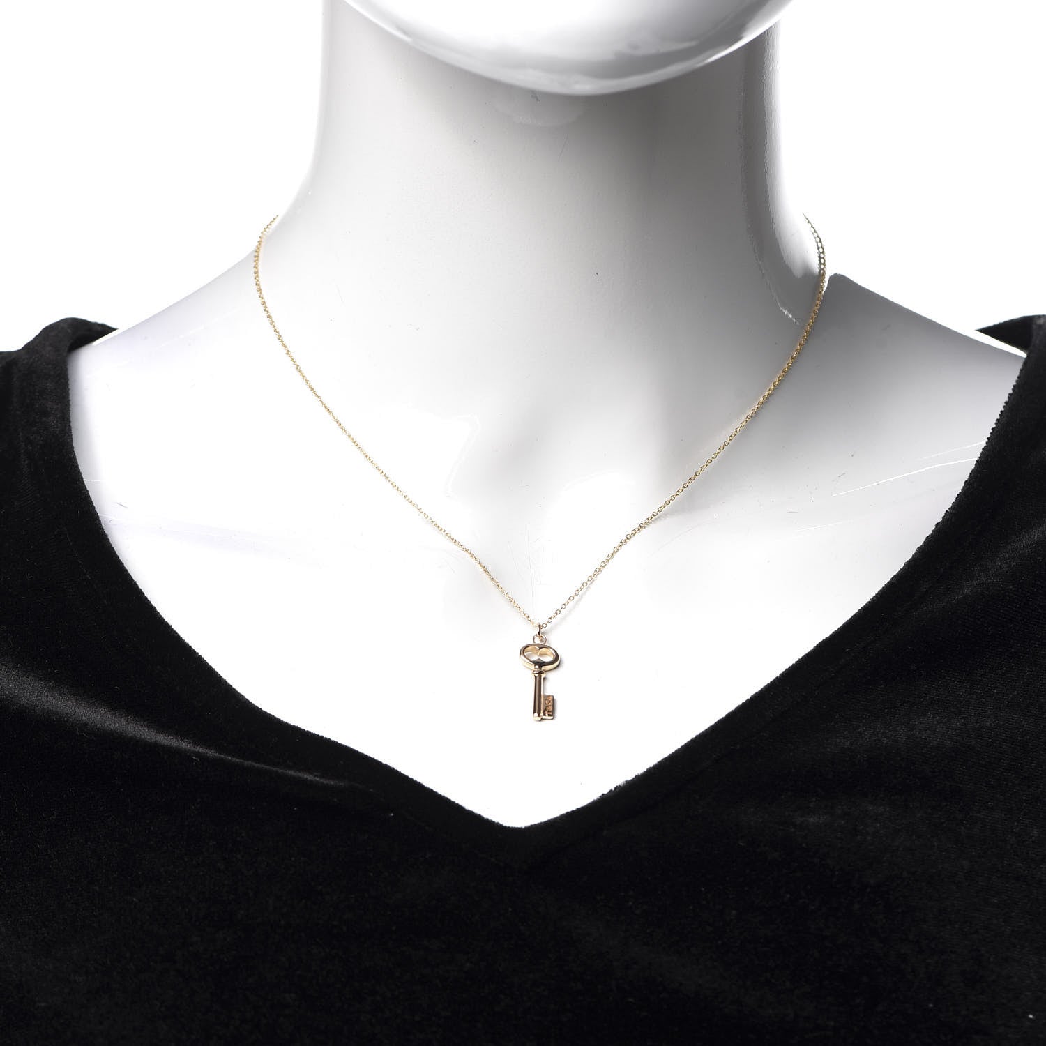Tiffany 18K Rose Gold Mini Key Pendant Necklace 2 of 6