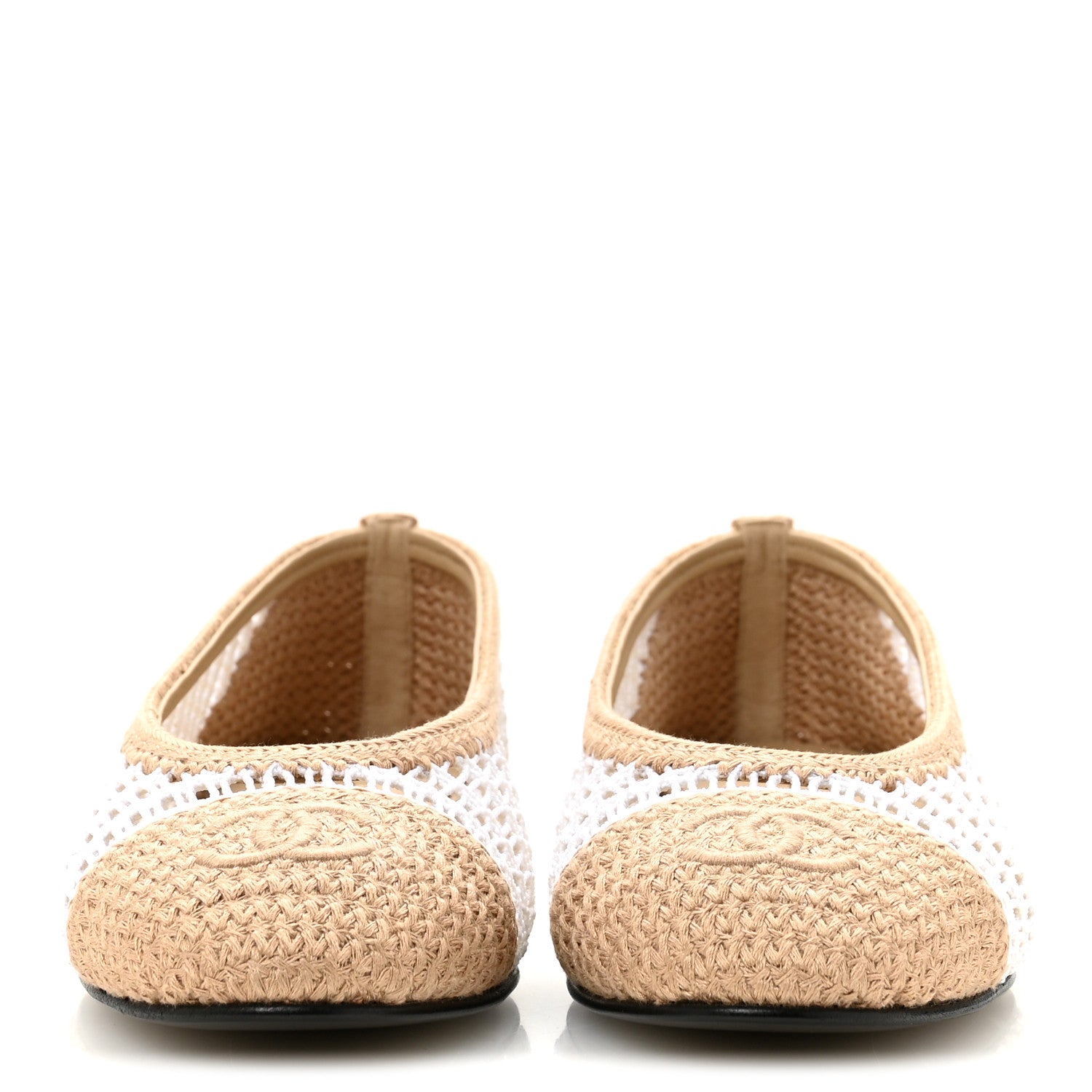 Chanel Raffia Cap Toe Ballerina Flats 38 White Beige 3 of 10