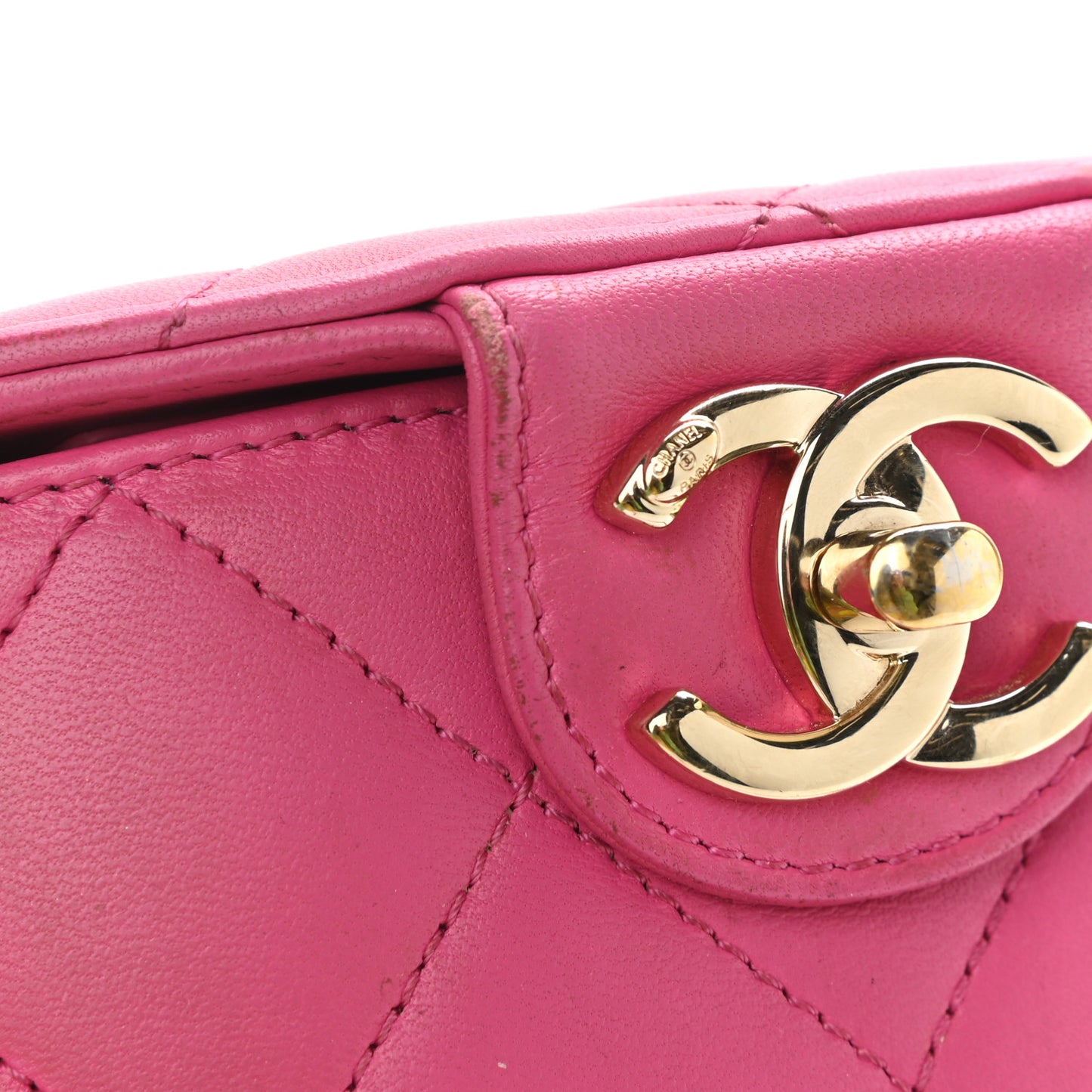 Lambskin Resin Elegant Chain Vanity Case Dark Pink