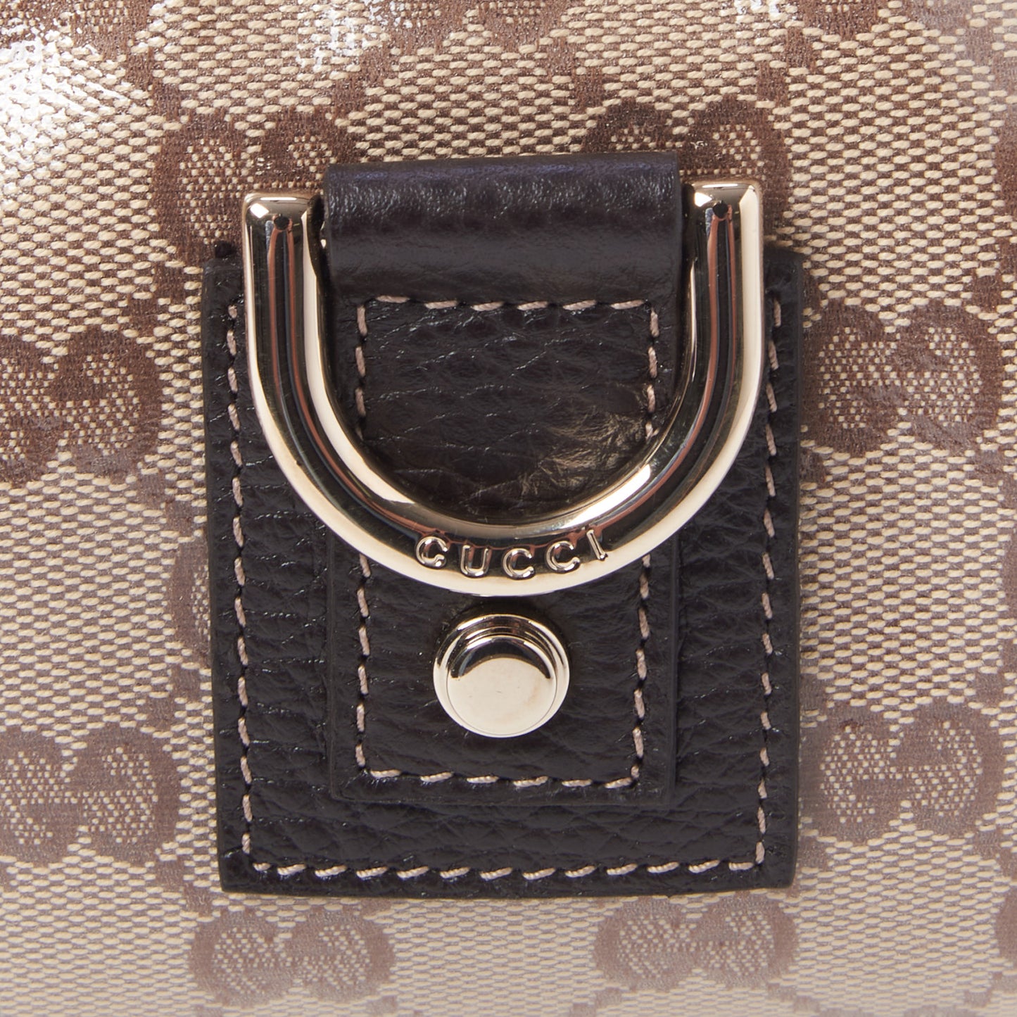 Crystal Monogram Small D Ring Gold Hobo Brown