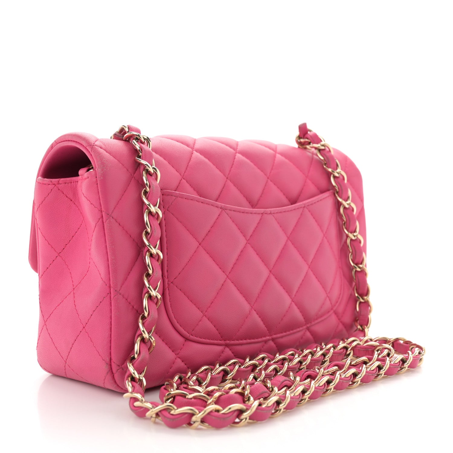 Chanel Lambskin Quilted Mini Rectangular Flap Fuchsia 3 of 14