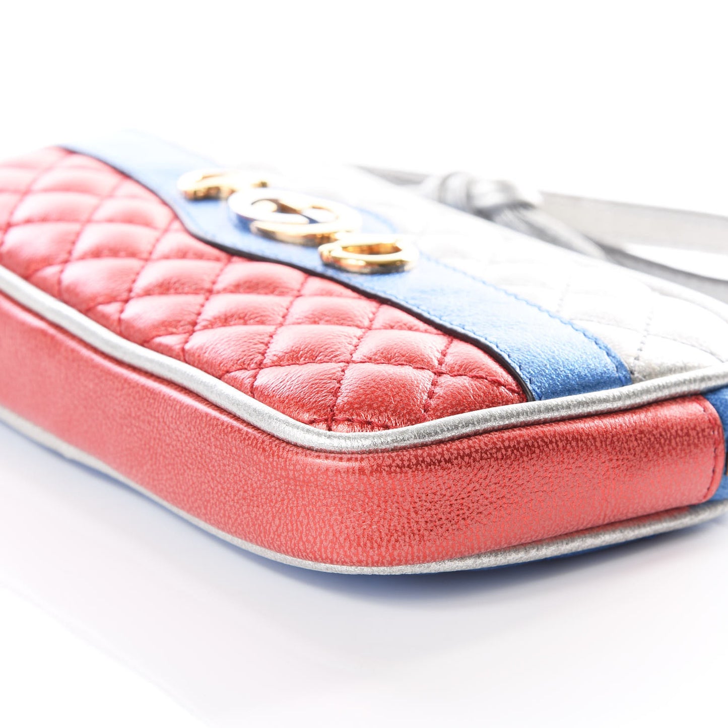 Laminated Nappa Trapuntata Zumi iPhone Case Rosso Marine Argento