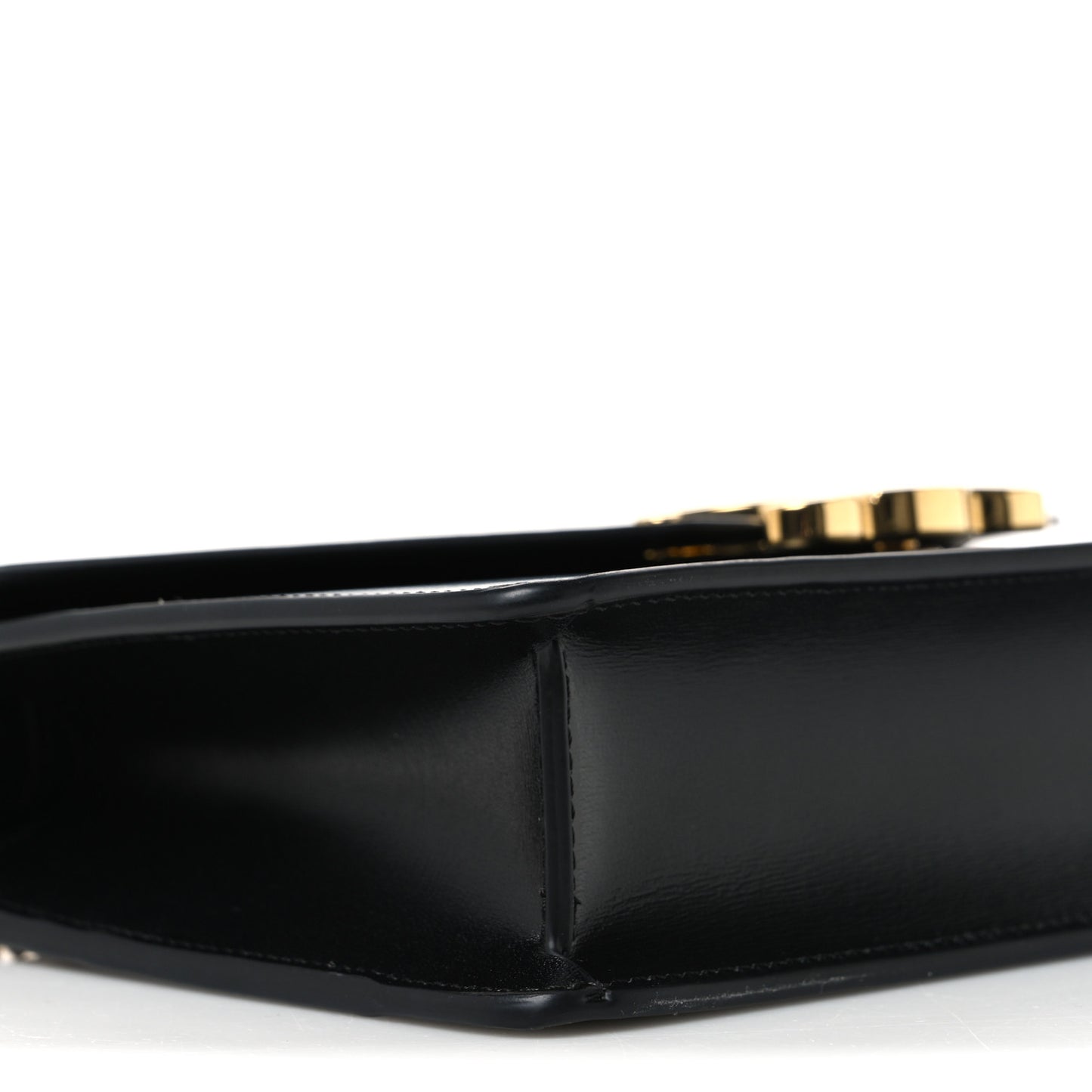 Shiny Calfskin Triomphe Margo Wallet on Chain Black