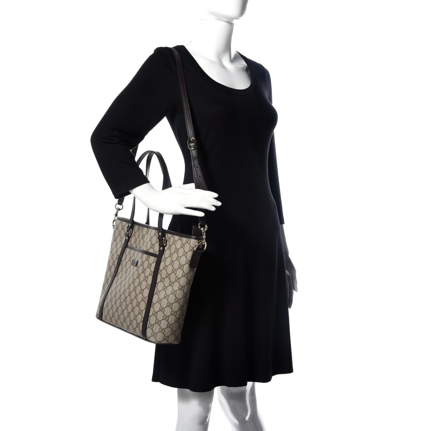 GG Supreme Monogram Medium Joy Tote Dark Brown