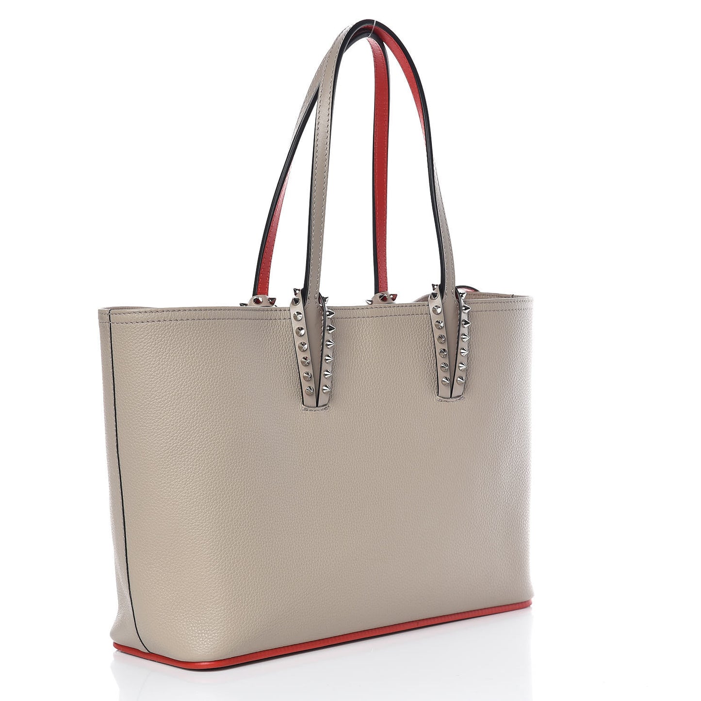 Calfskin Spikes Small East West Cabata Tote Gray