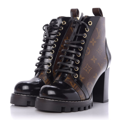 Louis Vuitton Patent Calfskin Monogram Star Trail Ankle Boots 36.5 Black 3 of 9