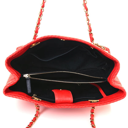 Chanel Wrinkled Lambskin Chevron Quilted Large Surpique Tote Red 5 of 20