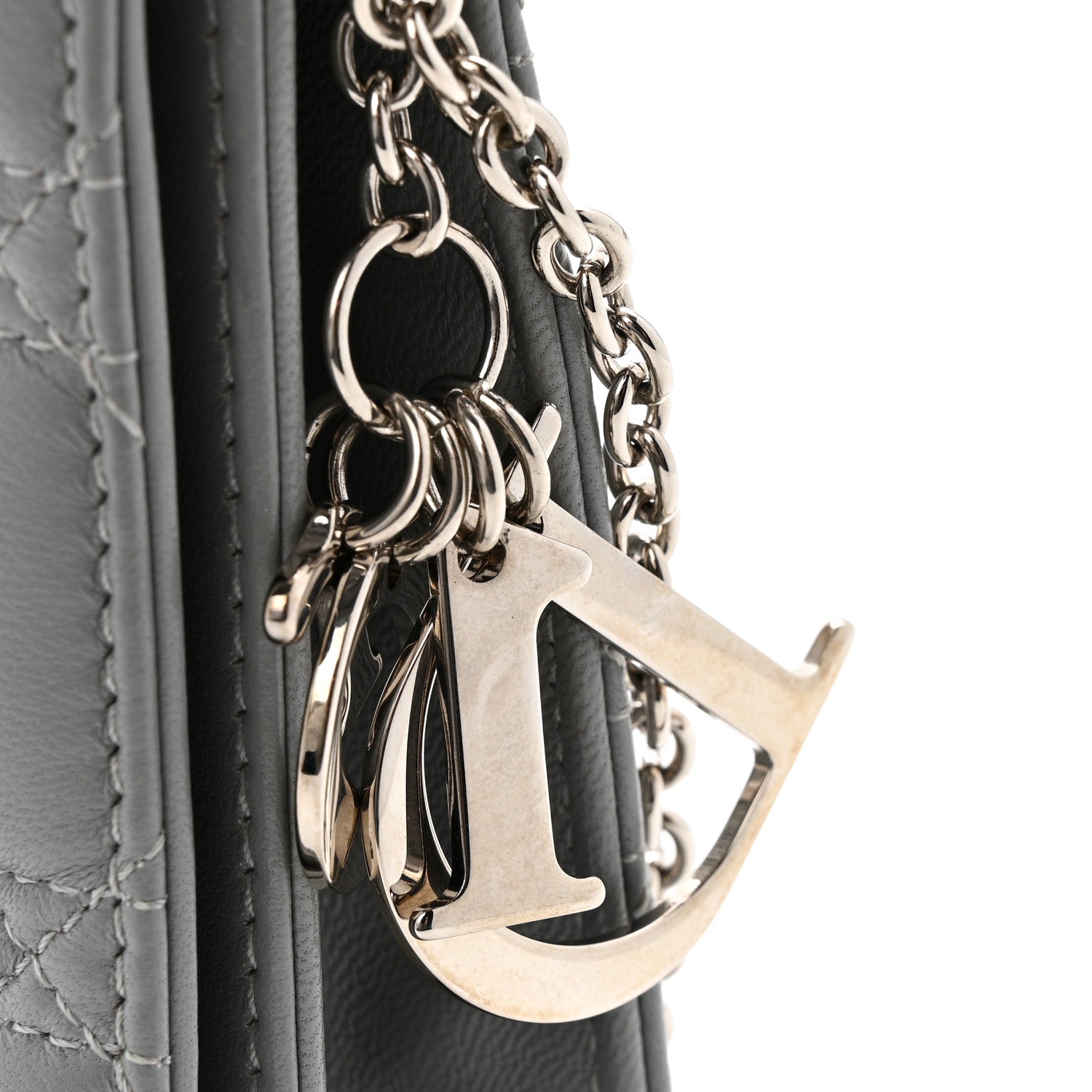 Christian Dior Lambskin Cannage Lady Dior Convertible Clutch Grey 13 of 16