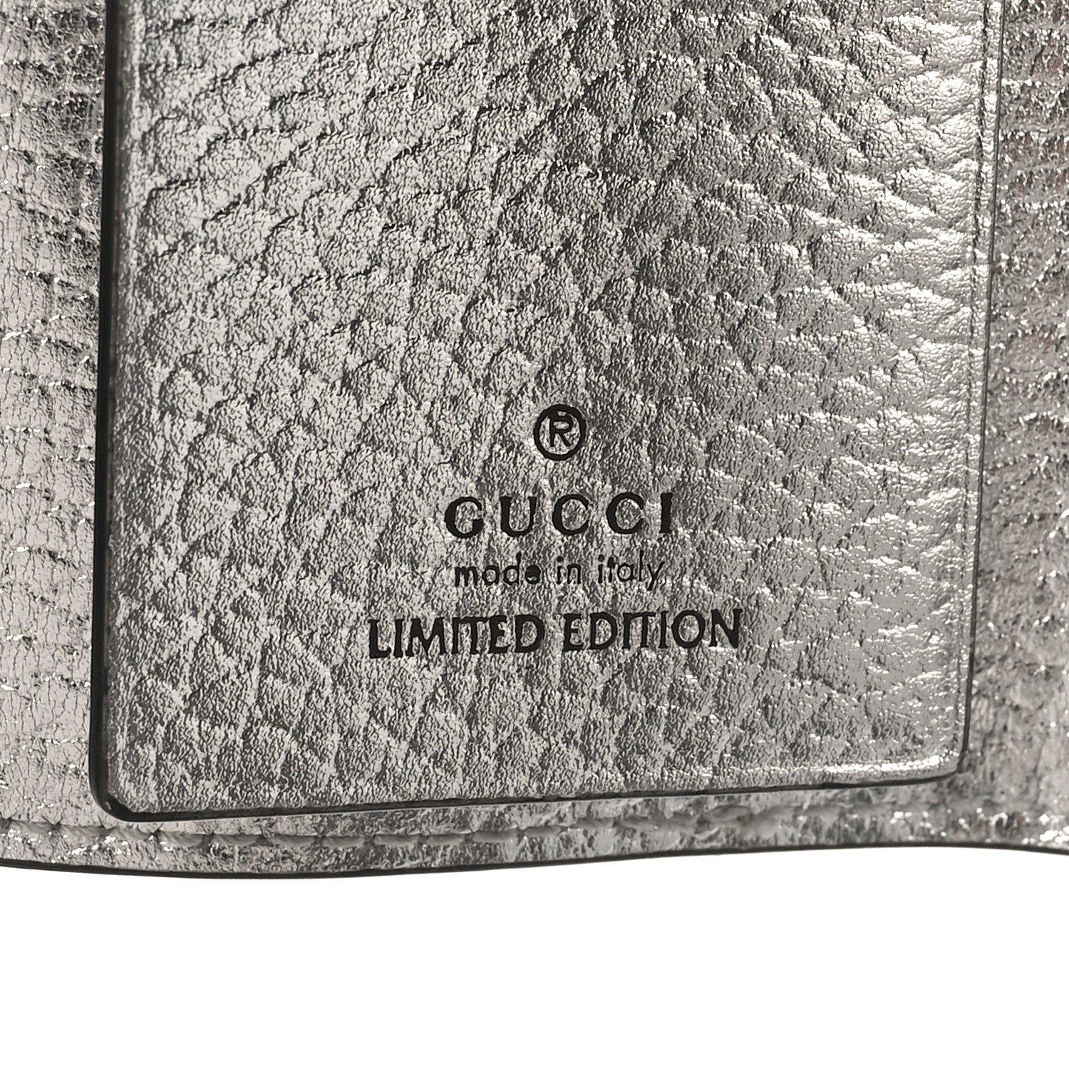 Gucci Metallic Calfskin GG Supreme Monogram GG Marmont 6 Key Holder Case Silver Beige Ebony 6 of 9