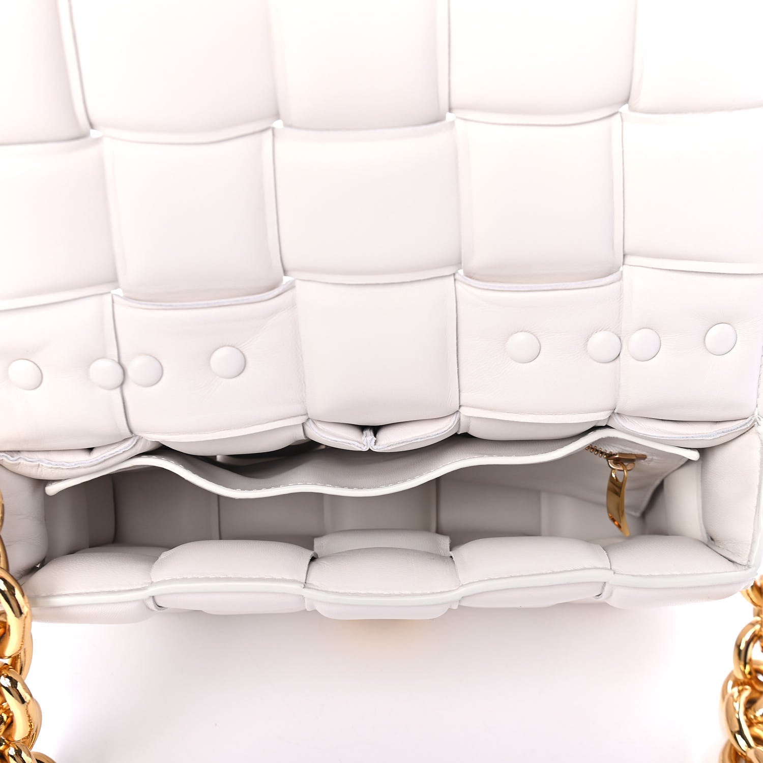 Bottega Veneta Lambskin Maxi Intreccio Padded Chain Cassette Crossbody Bag White 4 of 4