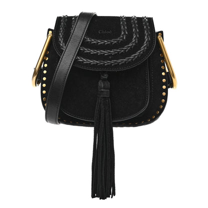 Chloe Suede Calfskin Braided Mini Hudson Shoulder Bag Black 1 of 9