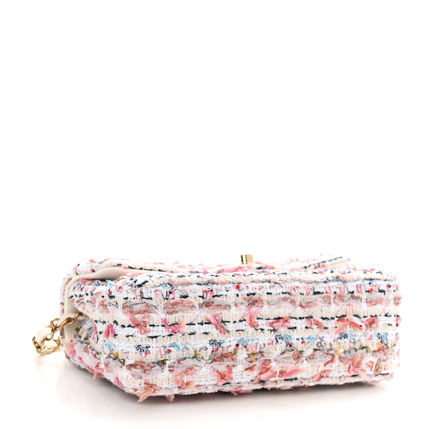 Chanel Tweed Quilted Mini Rectangular Flap Ecru Pink Blue Green 4 of 11