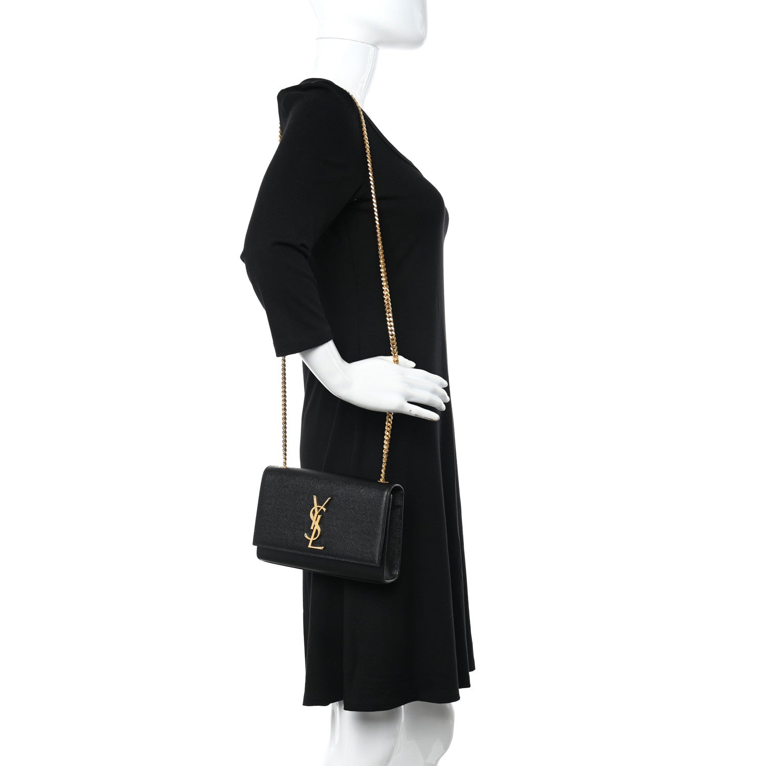 Saint Laurent Grain De Poudre Small Classic Monogram Kate Satchel Black 2 of 10