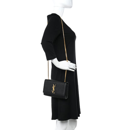 Saint Laurent Grain De Poudre Small Classic Monogram Kate Satchel Black 2 of 10