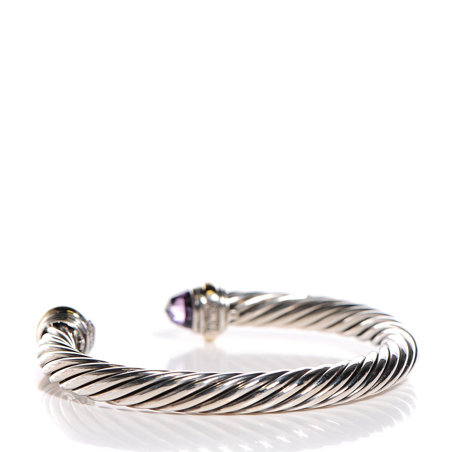Sterling Silver 14K Yellow Gold Amethyst 7mm Cable Classics Bracelet