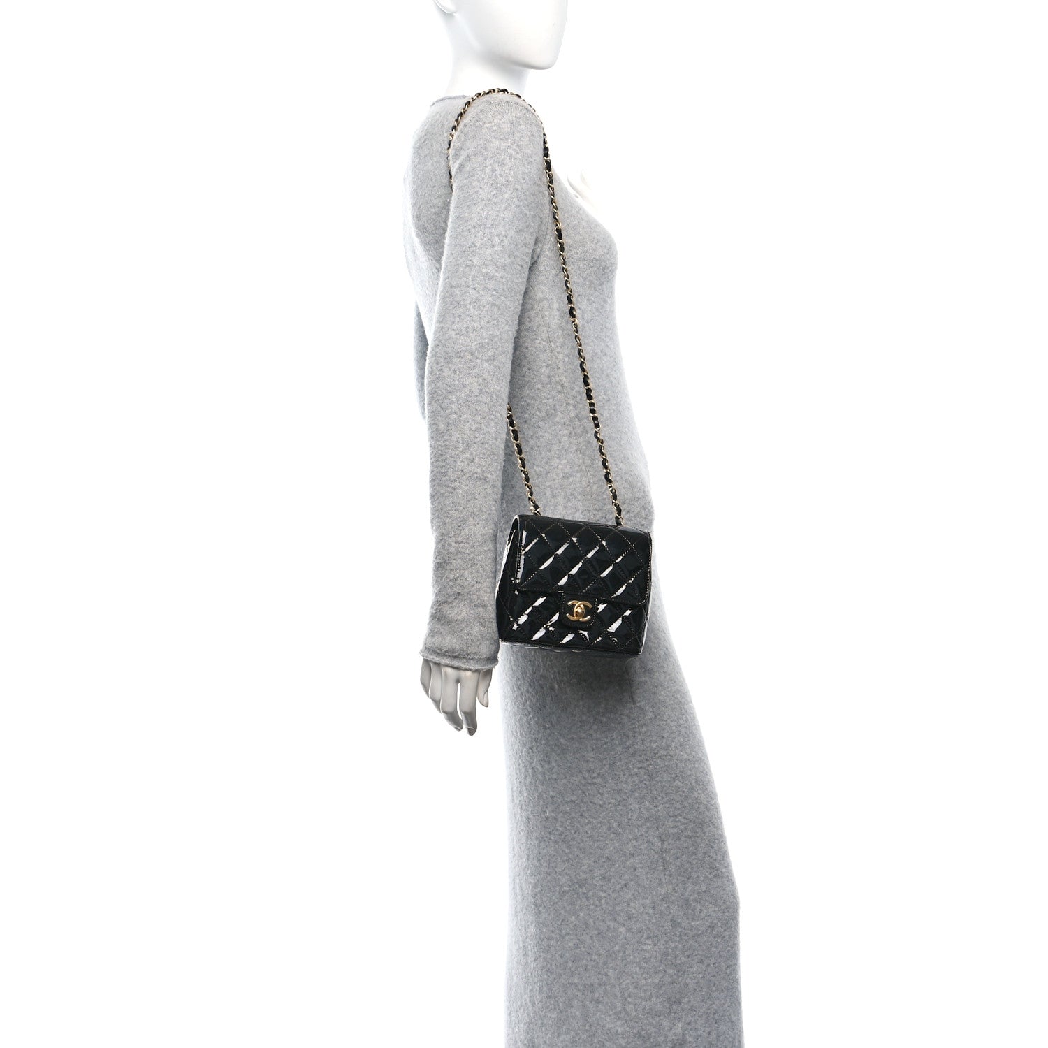 Chanel Patent Calfskin Quilted Mini Square Flap Black 2 of 10
