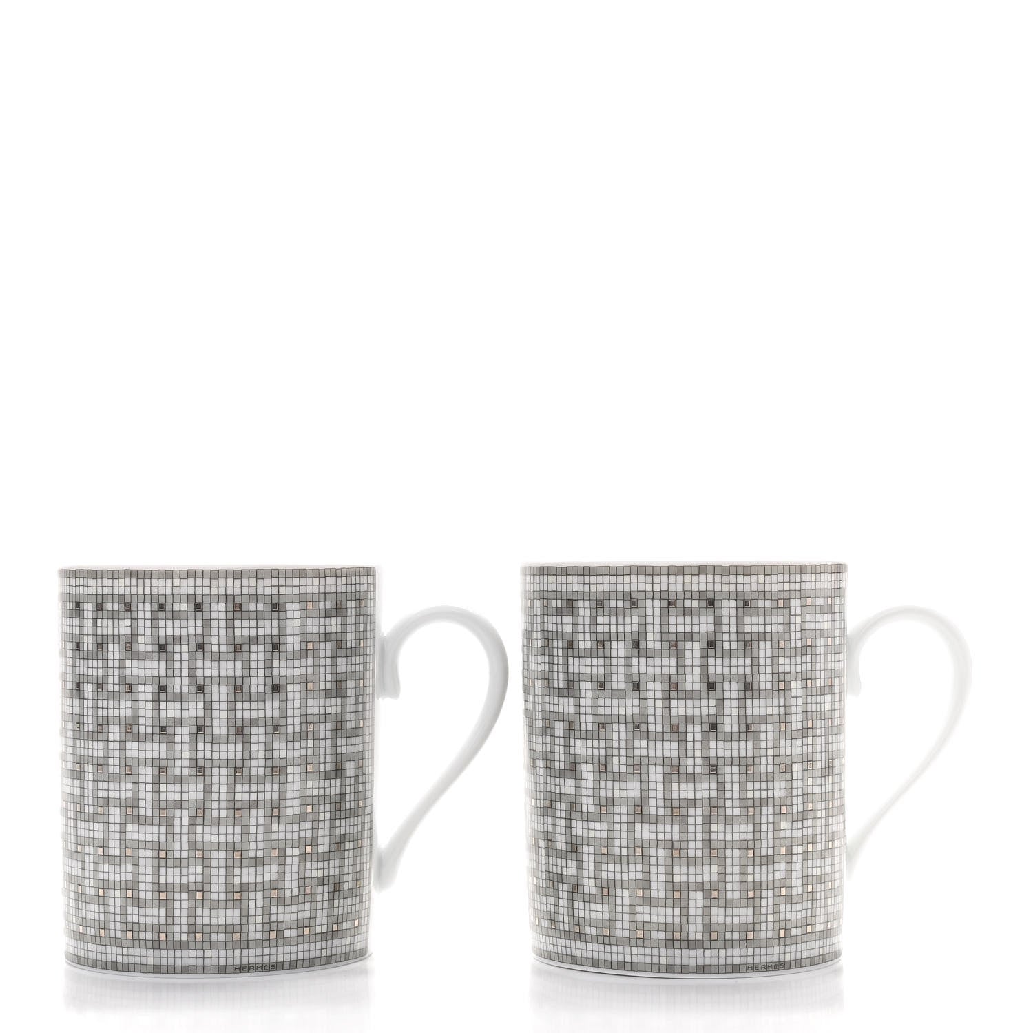 Hermes Porcelain Mosaique au 24 Mug Set of 2 Silver 3 of 6