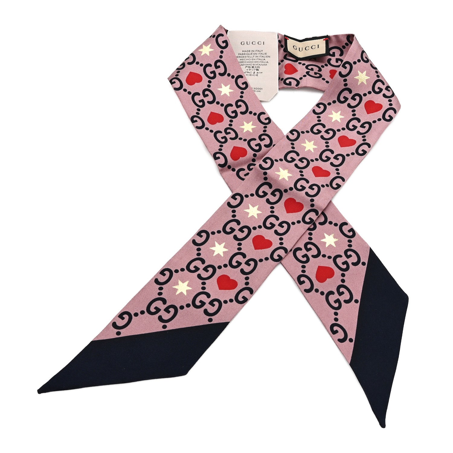 Gucci Silk Twill Big Dimmy Neck Bow Scarf Pink Blue 2 of 3